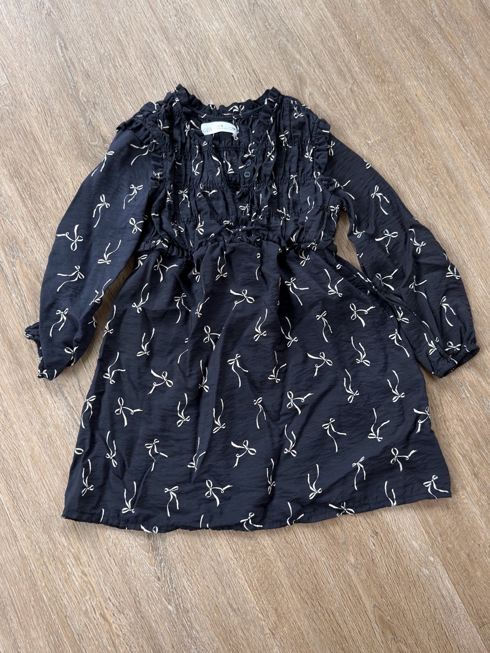 Mango Navy Dress with Cream Bow Motif